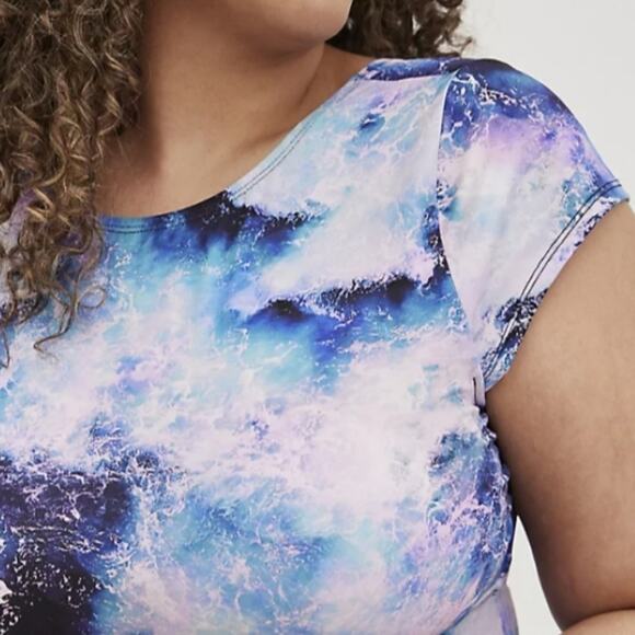 TORRID BATHING SUIT SLIMMING 1X WIRELESS TUMMY CONTROL ONE PIECE SWIMSUIT BLUE - Picture 8 of 10